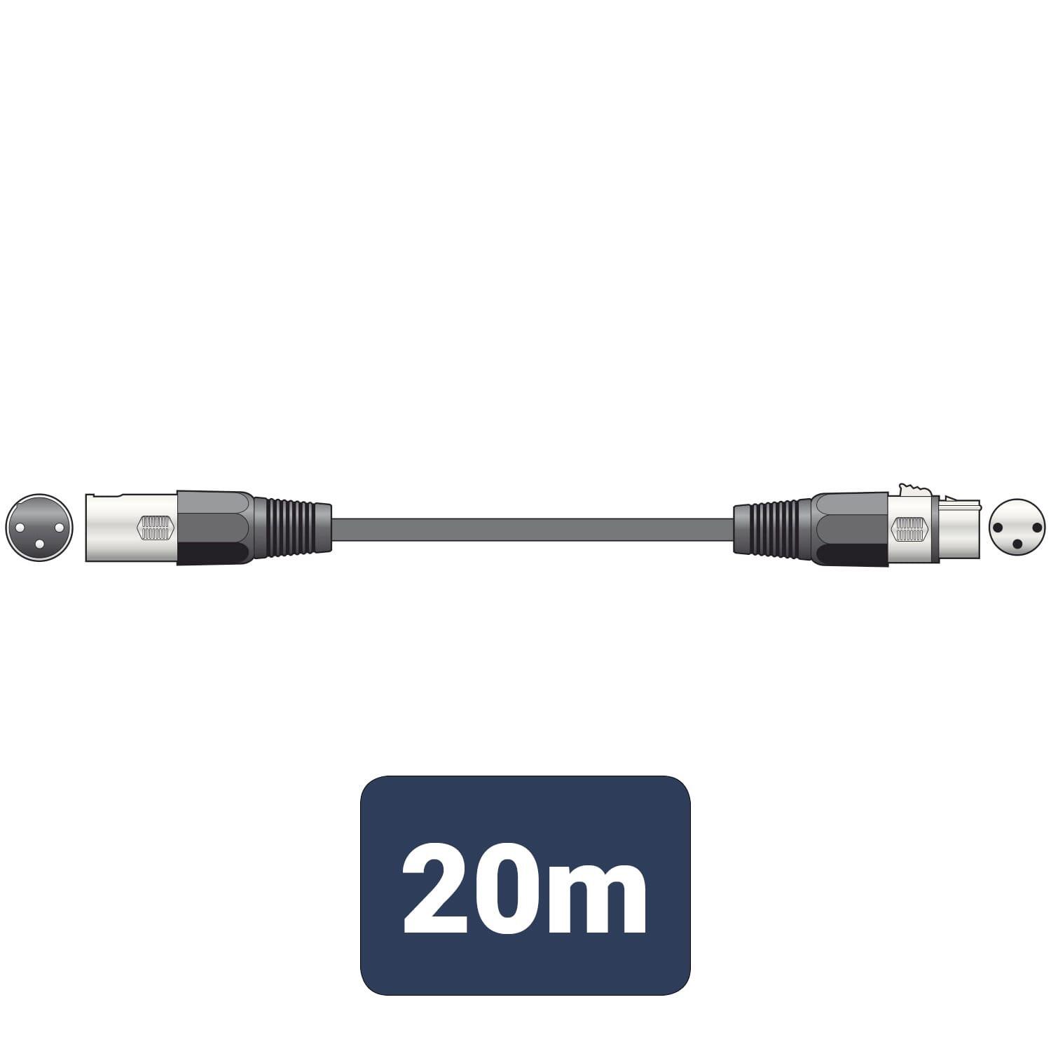 qtx 20m 3 pin DMX lighting lead