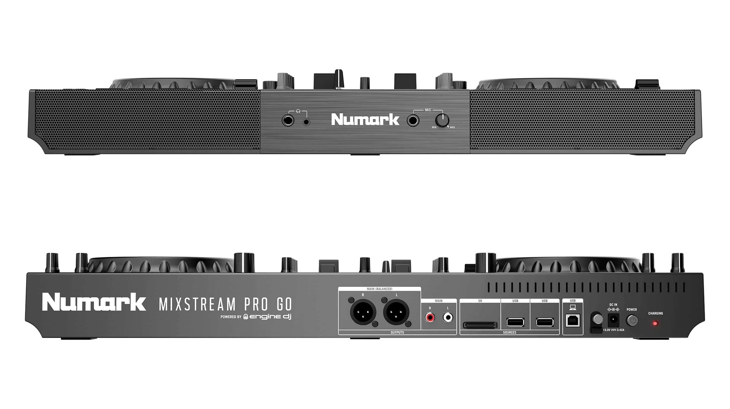 Numark Mixstream Pro Go Standalone DJ System front and rear