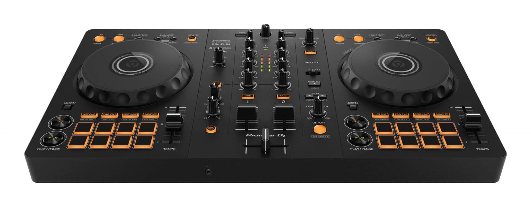 Pioneer DJ DDJ-FLX4 Entry Level DJ Controller front angle