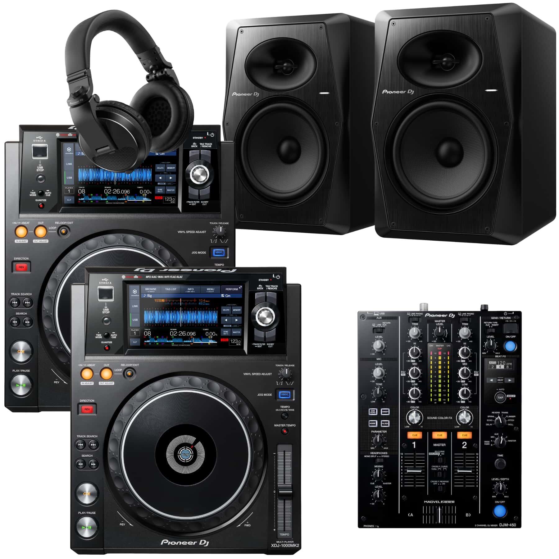 Pioneer DJ XDJ-1000MK2 & DJM-450 VM-80 Bundle