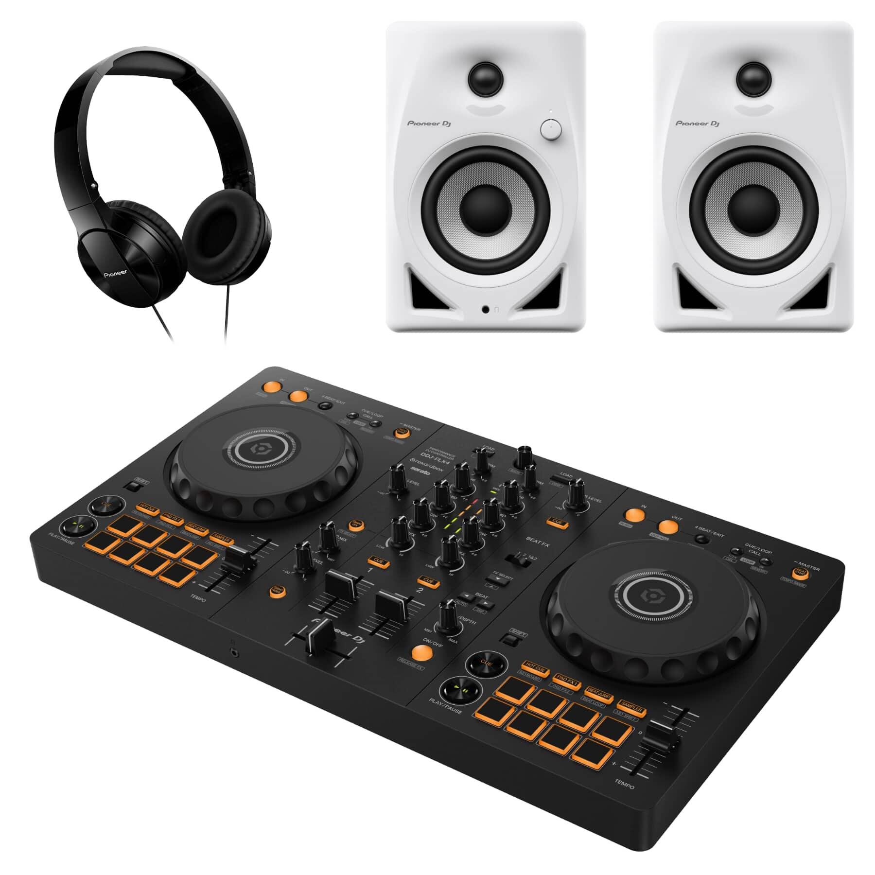 Pioneer DJ DDJ-FLX4 & DM-40D-W B Stock Package
