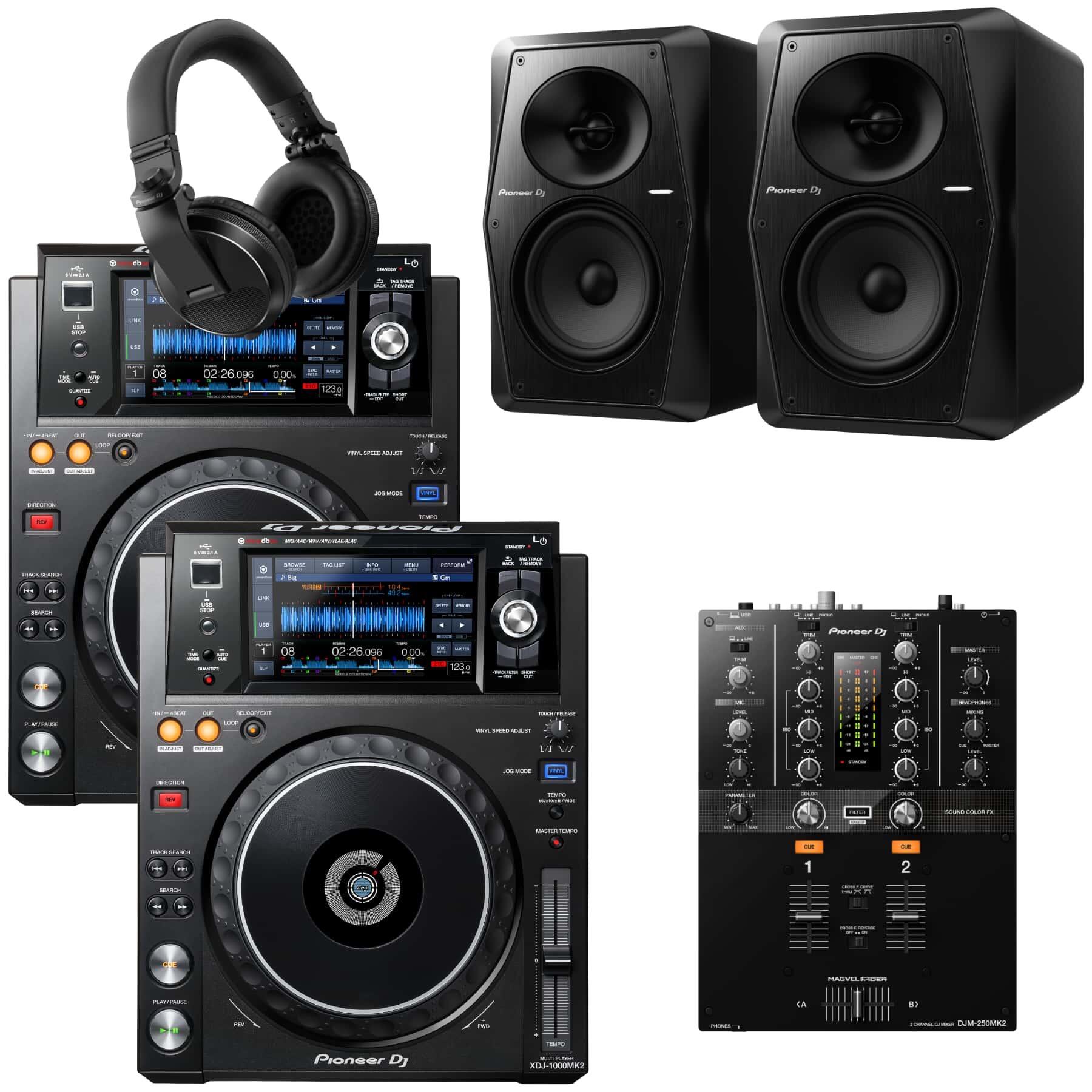 Pioneer DJ XDJ-1000MK2 & DJM-250MK2 VM-50 Bundle