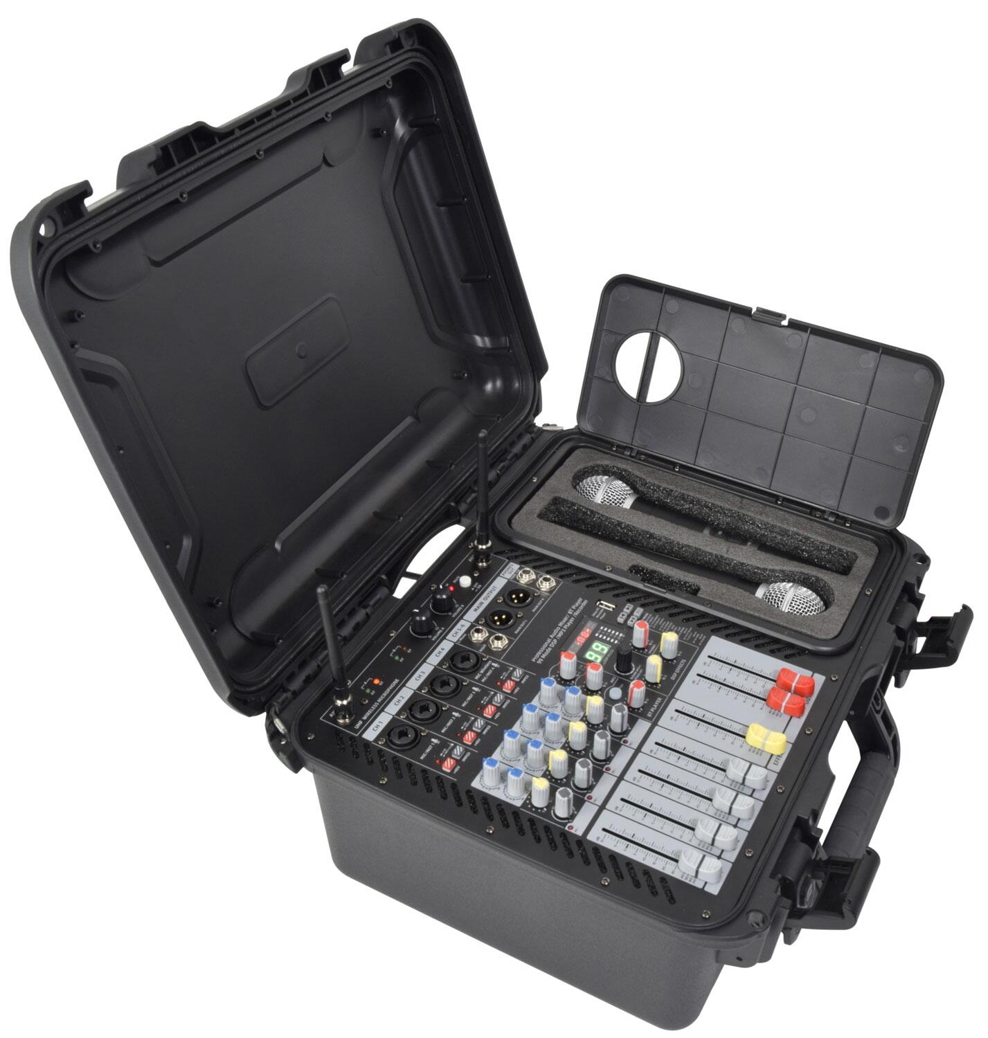 Citronic FLITE-600 Powered Mixer + 2 UHF Microphones + DSP angle