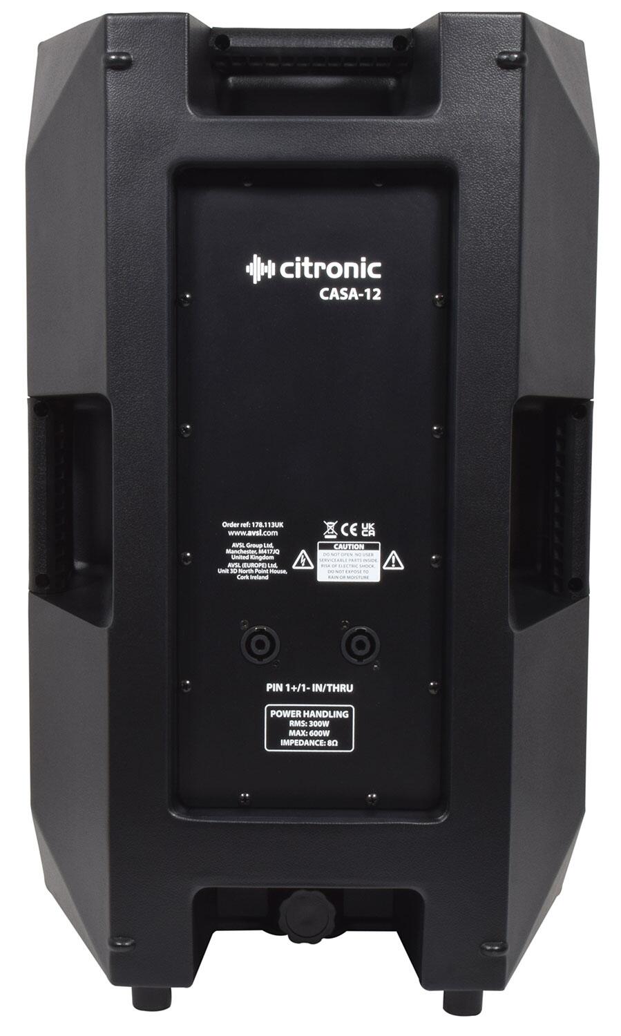 Citronic CASA-12 Passive 12" Full Range PA Cabinet rear