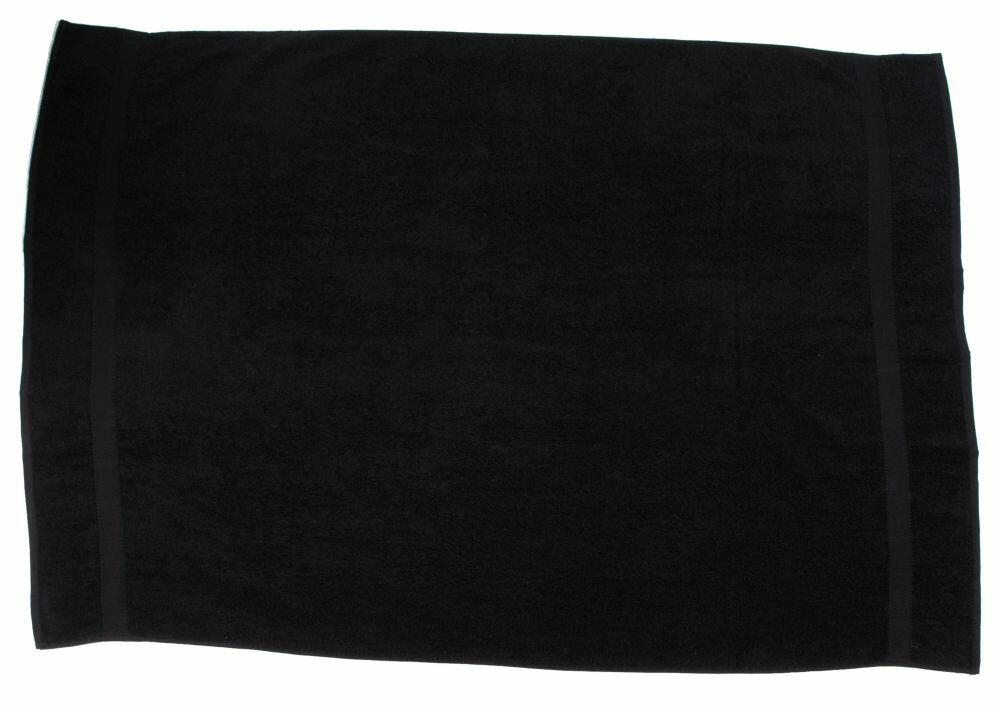 A flat TC006 towel in plain black by Towel City.