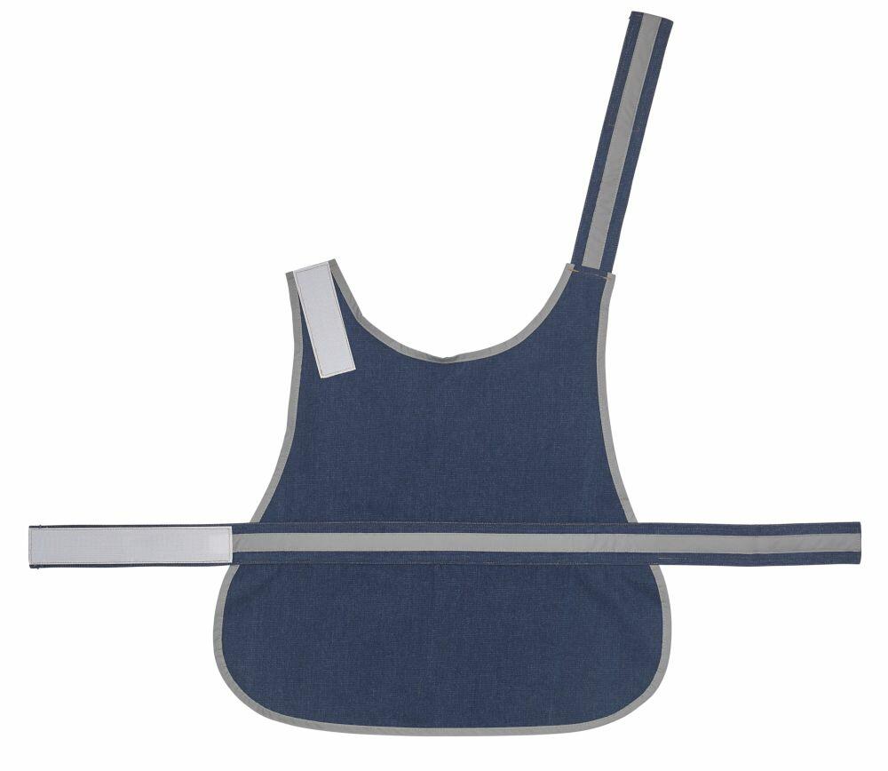 The Yoko YK180 vest is designed in blue with gray and white accents, featuring adjustable straps and a contoured shape for optimal protection.