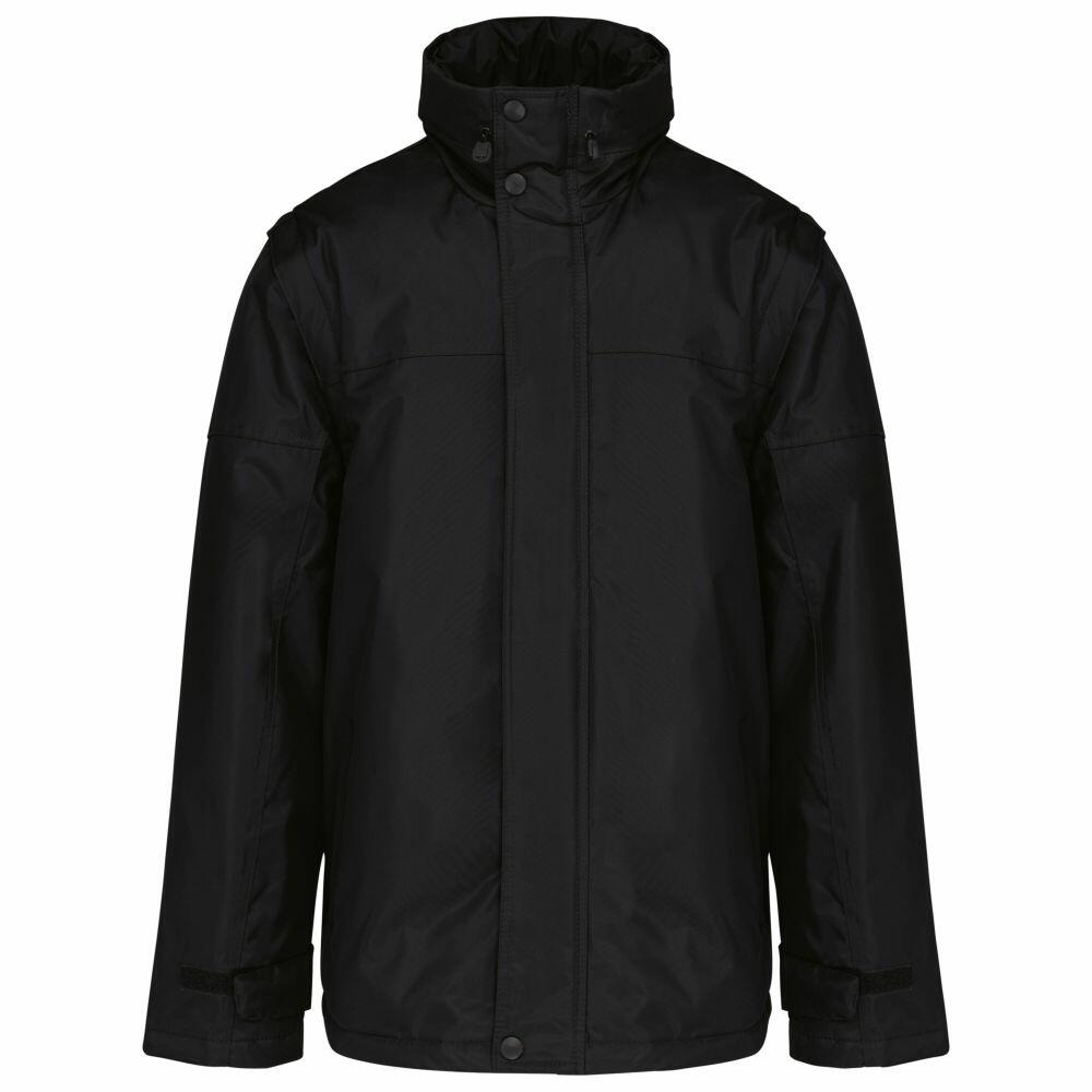 Kariban's KB693 winter jacket in black, featuring a high collar and a buttoned front.