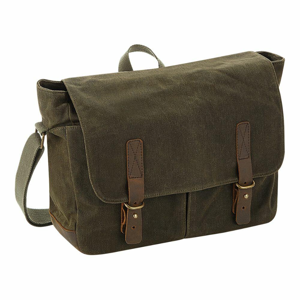 Quadra Heritage Waxed Canvas Messenger Bag - Stylish & Durable Design