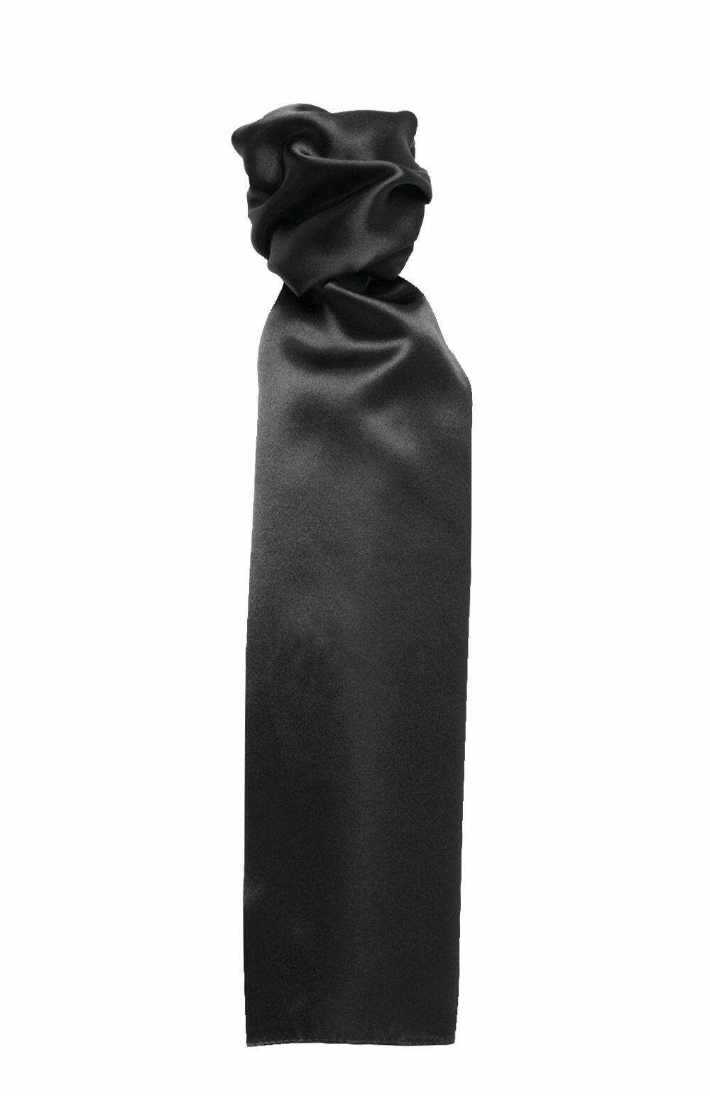 A neatly folded Premier PR730 black silk scarf set against a white background.