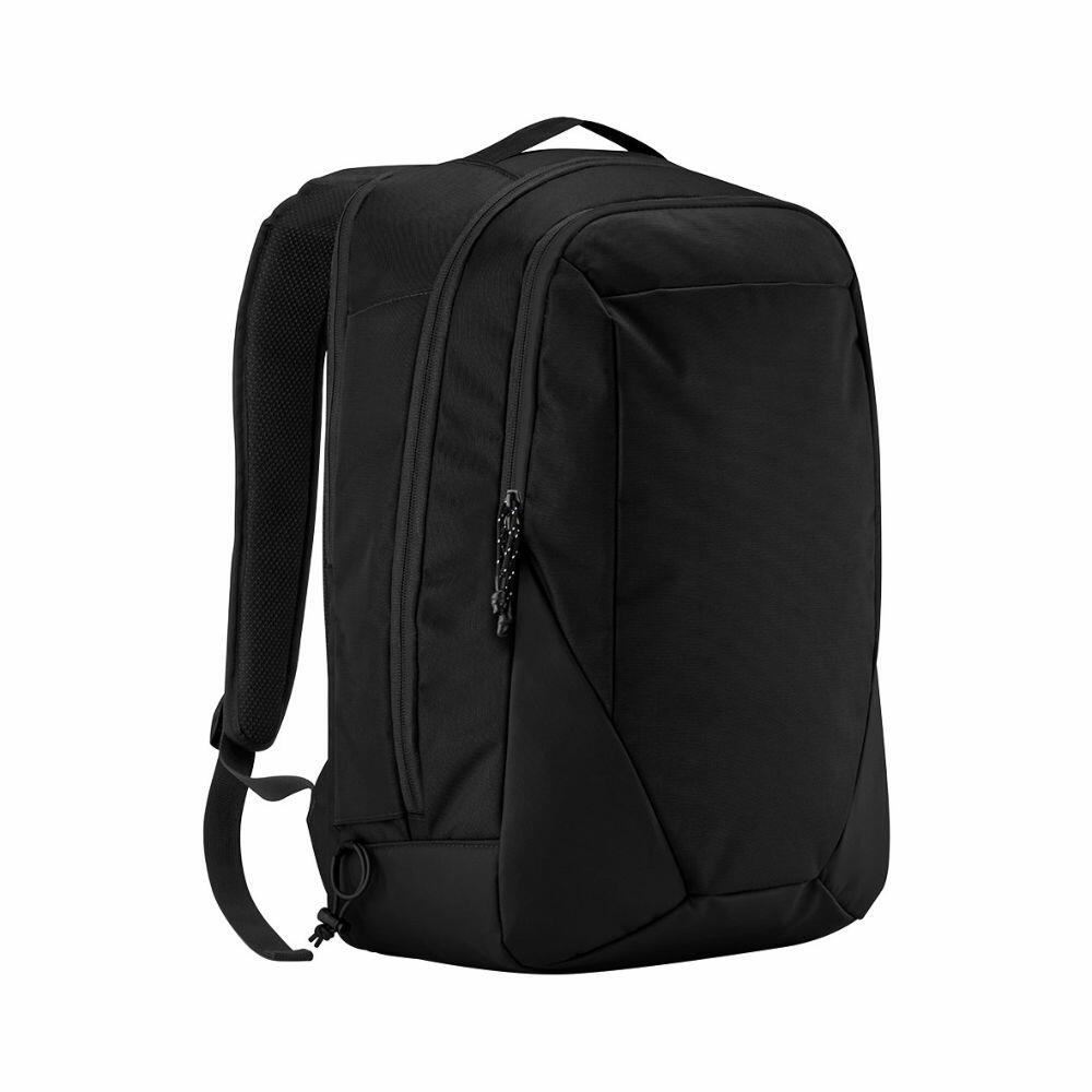 The QS475 by Quadra is a sleek black backpack featuring multiple zippered compartments and adjustable shoulder straps.