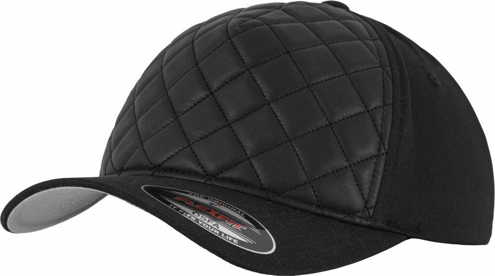A Flexfit By Yupoong quilted baseball cap, product number YP118, featuring a label on the brim.