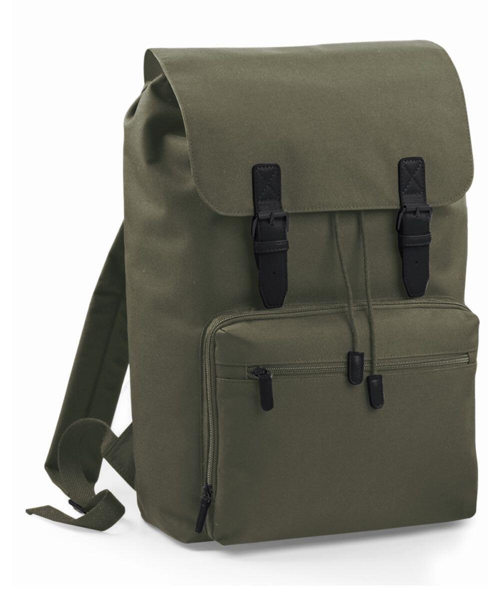Bagbase 18L Fashion Backpack - Olive Green Daypack With Padded Back, Front Pocket (17x12x8 Inches)