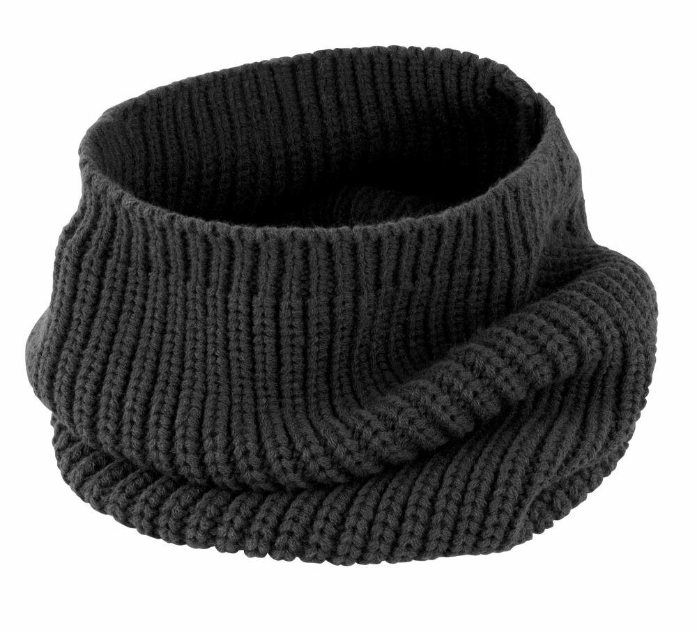 A circular-shaped black knitted infinity scarf from the Result Winter Essentials R361X collection.