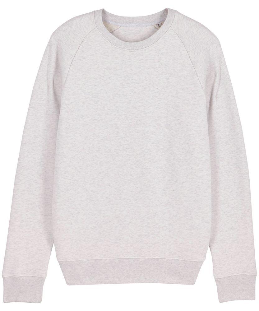 The SX010 sweatshirt, designed by Stanley/Stella, features a plain light gray color with long sleeves and a round neck, showcased against a white background.