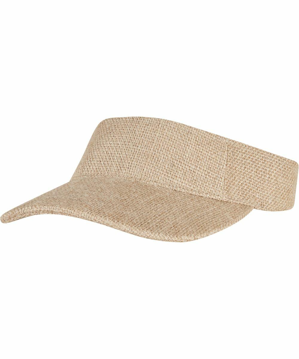 Flexfit By Yupoong's YP246 is a beige woven visor cap with a wide brim and a strap around the head, designed for sun protection and casual wear.