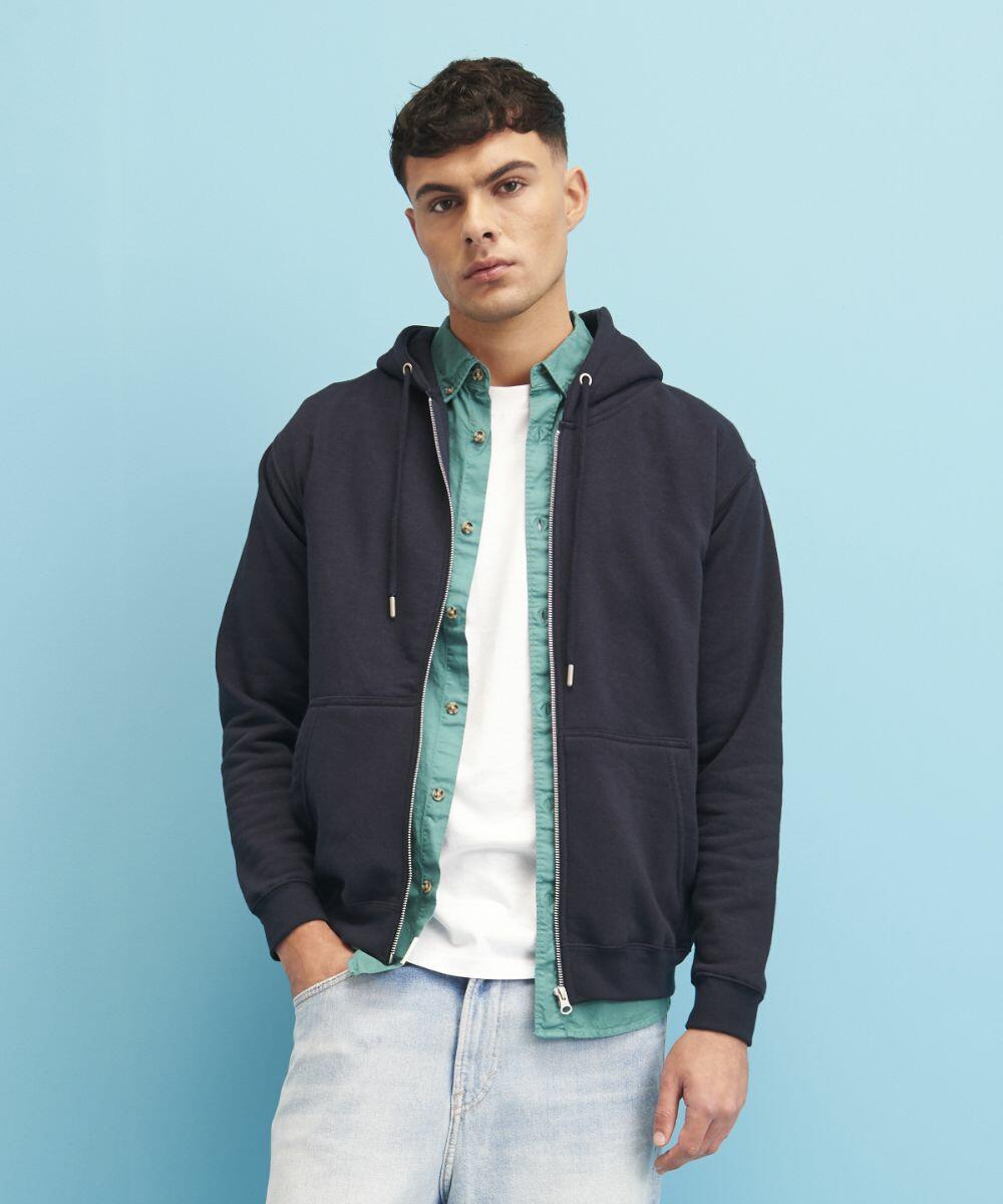 Uneek Men's Classic Full Zip Hooded Sweatshirt - Heavyweight 300 GSM Fleece (H/Grey, 3XL)
