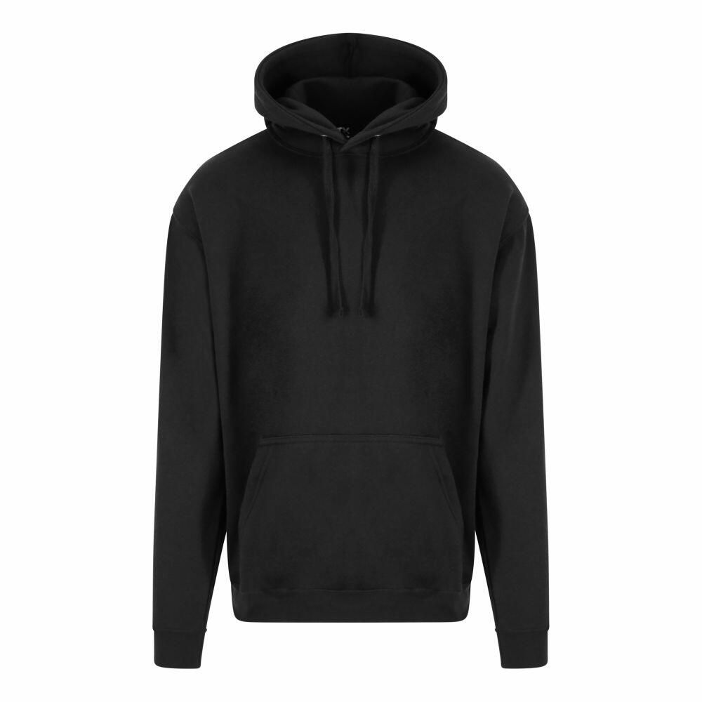 The RX350, a ProRTX hoodie in black, features a front pocket and drawstrings, showcased against a white background.