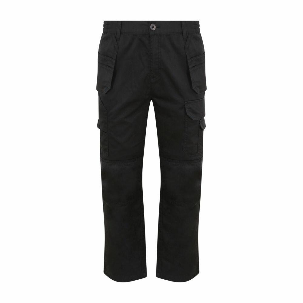 ProRTX's RX603 black cargo pants with multiple pockets are displayed against a white background.