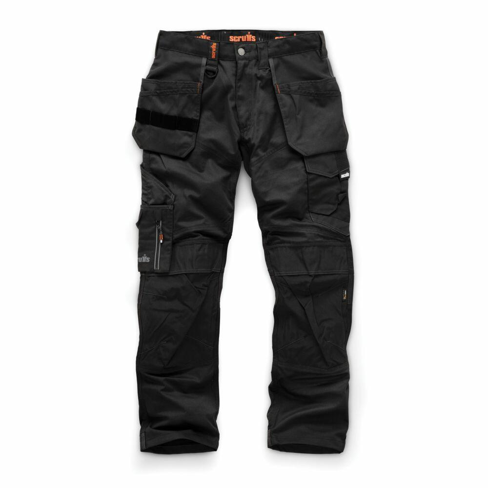 Scruffs SH028 pants in black, featuring multiple pockets and reinforced knee patches.