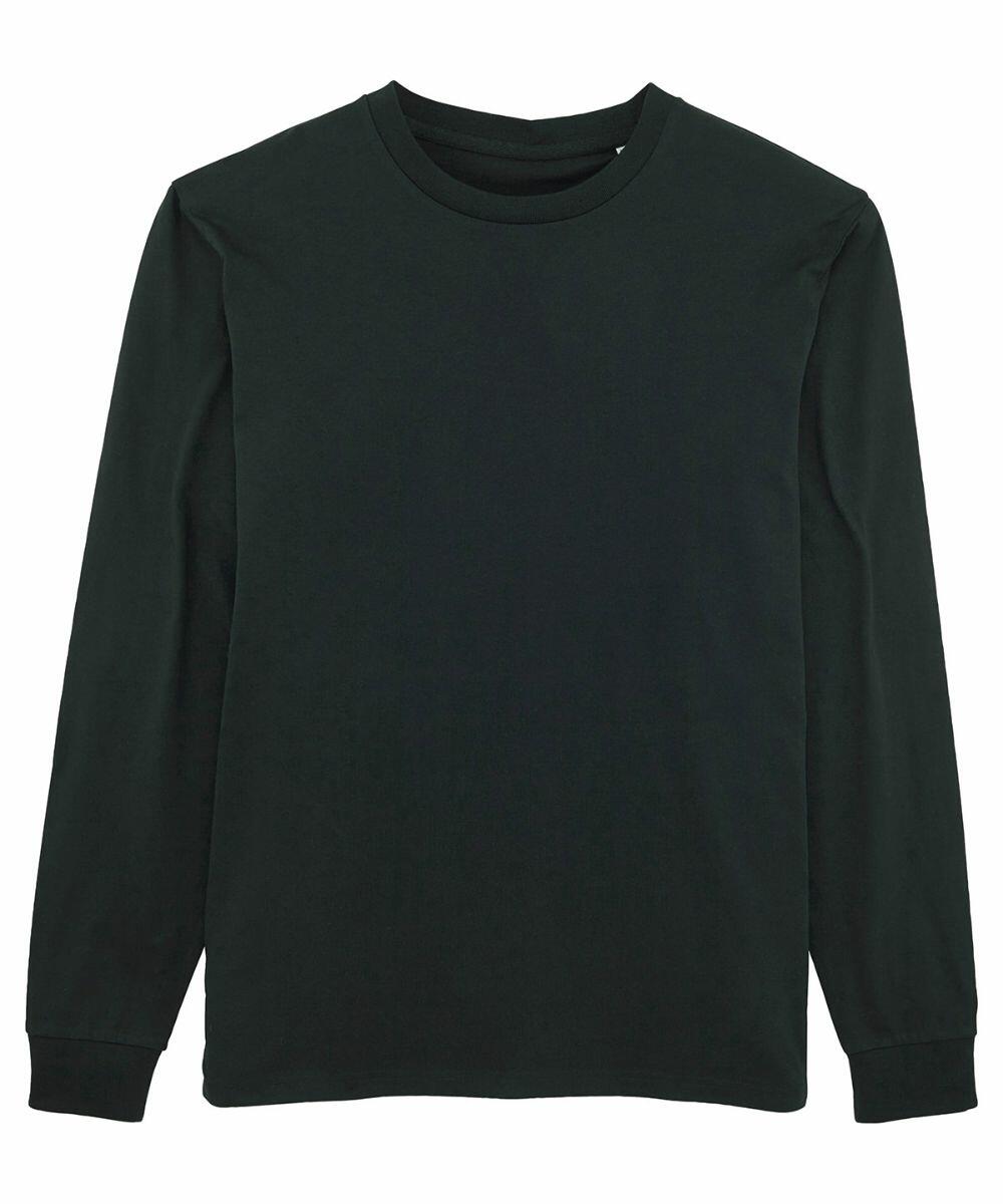 Stanley/Stella SX053 black long-sleeved crew neck shirt on a white background.