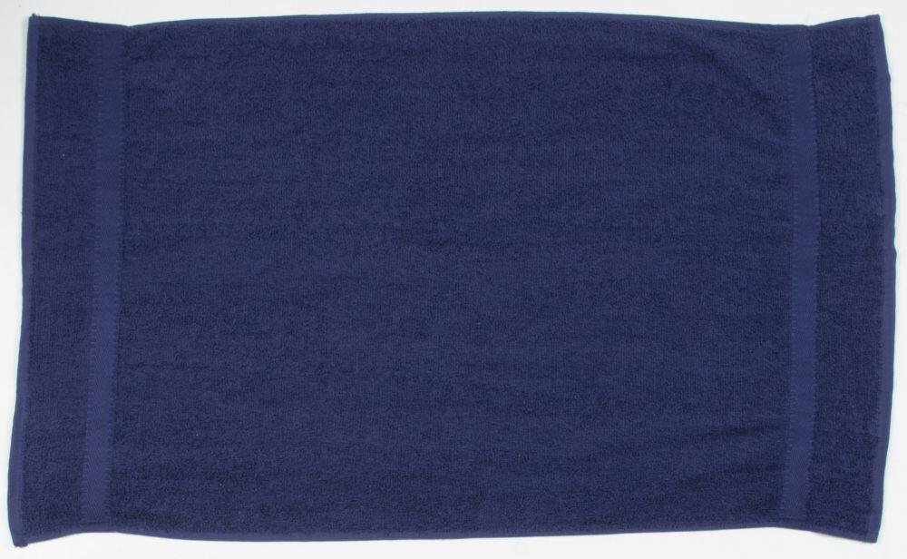 A rectangular towel from Towel City (TC043), in a dark blue shade, is laid flat against a white background.