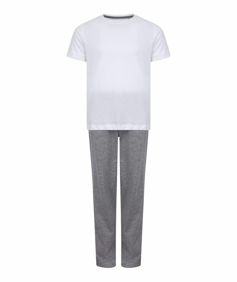 A Towel City TC059 white short-sleeve T-shirt matched with gray pants.
