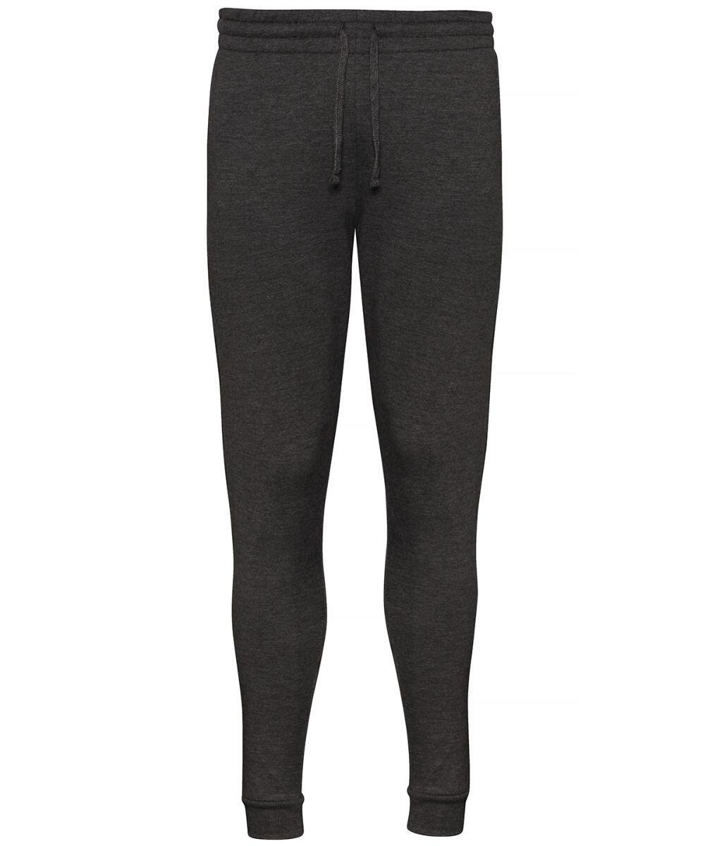 The JH074 jogger sweatpants by AWDis Just Hoods feature a dark gray color with an elastic waistband and drawstring.