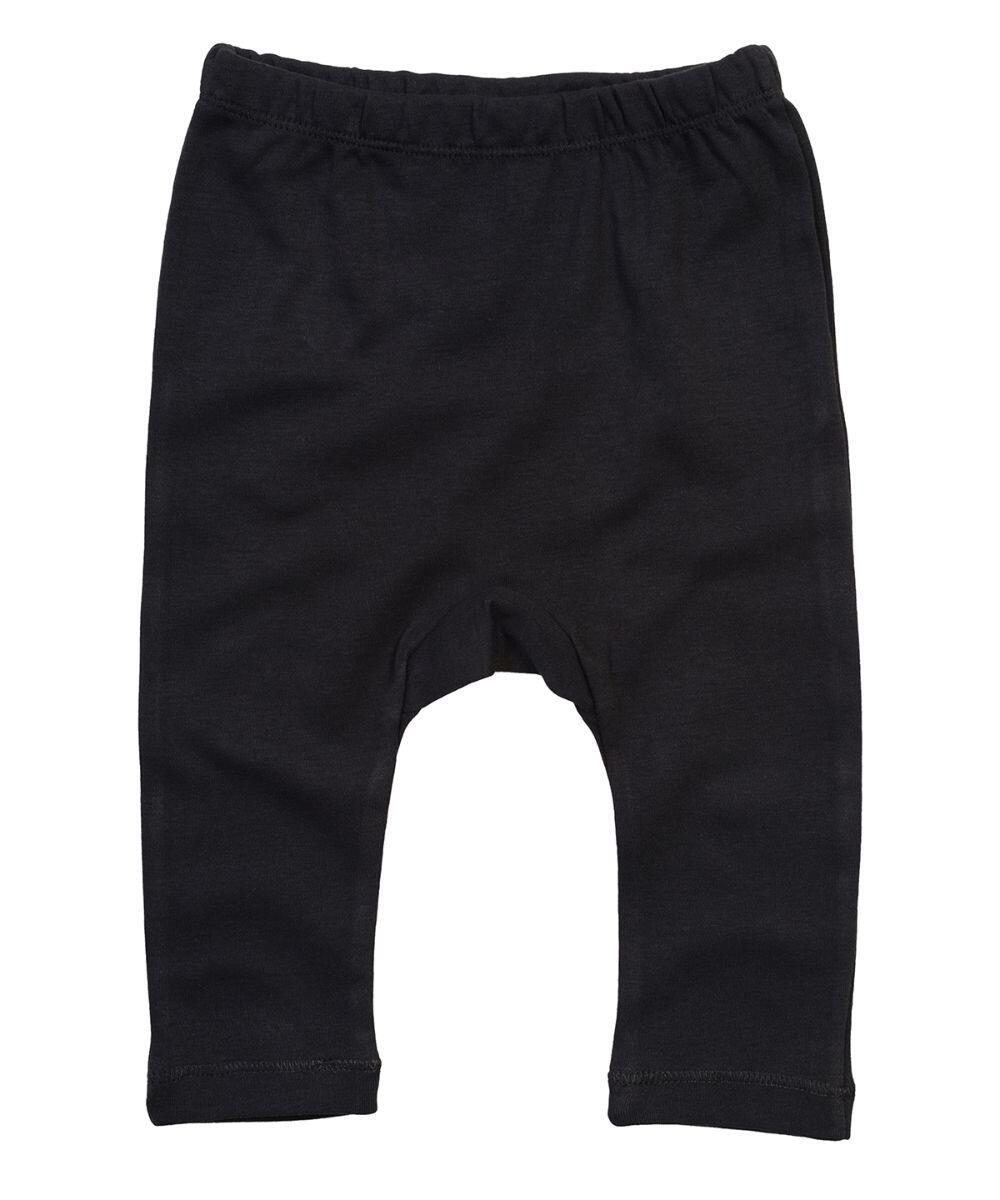 Babybugz BZ049 black toddler pants featuring an elastic waistband, laid flat.