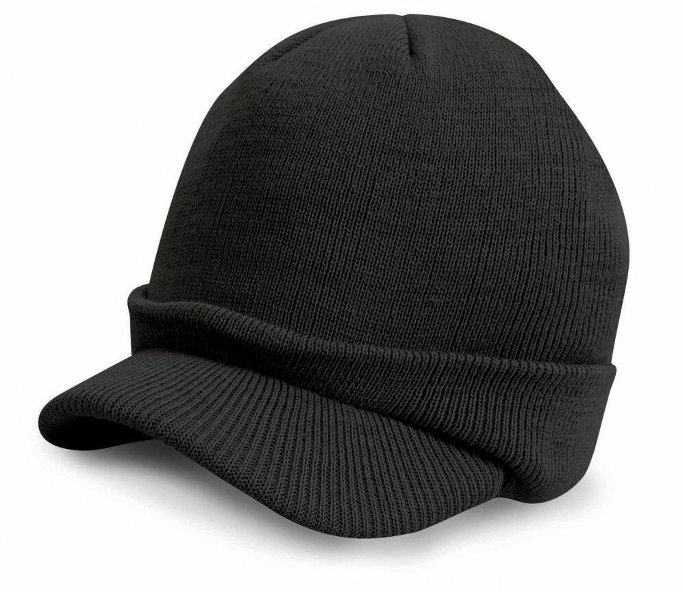 A black knit RC060 beanie featuring a foldable brim by Result Winter Essentials.
