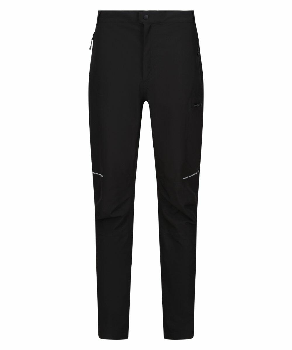 Regatta Professional's RG584 trousers, featuring a zip fly, button closure, and zippered side pockets, are available in black.