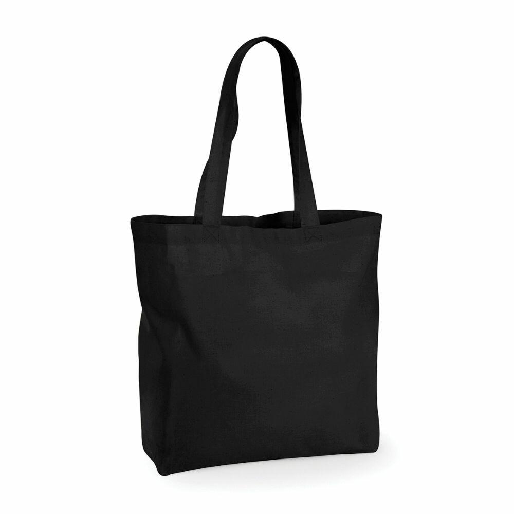 Westford Mill's WM125 tote bag in black, featuring two long handles, is displayed against a white background.