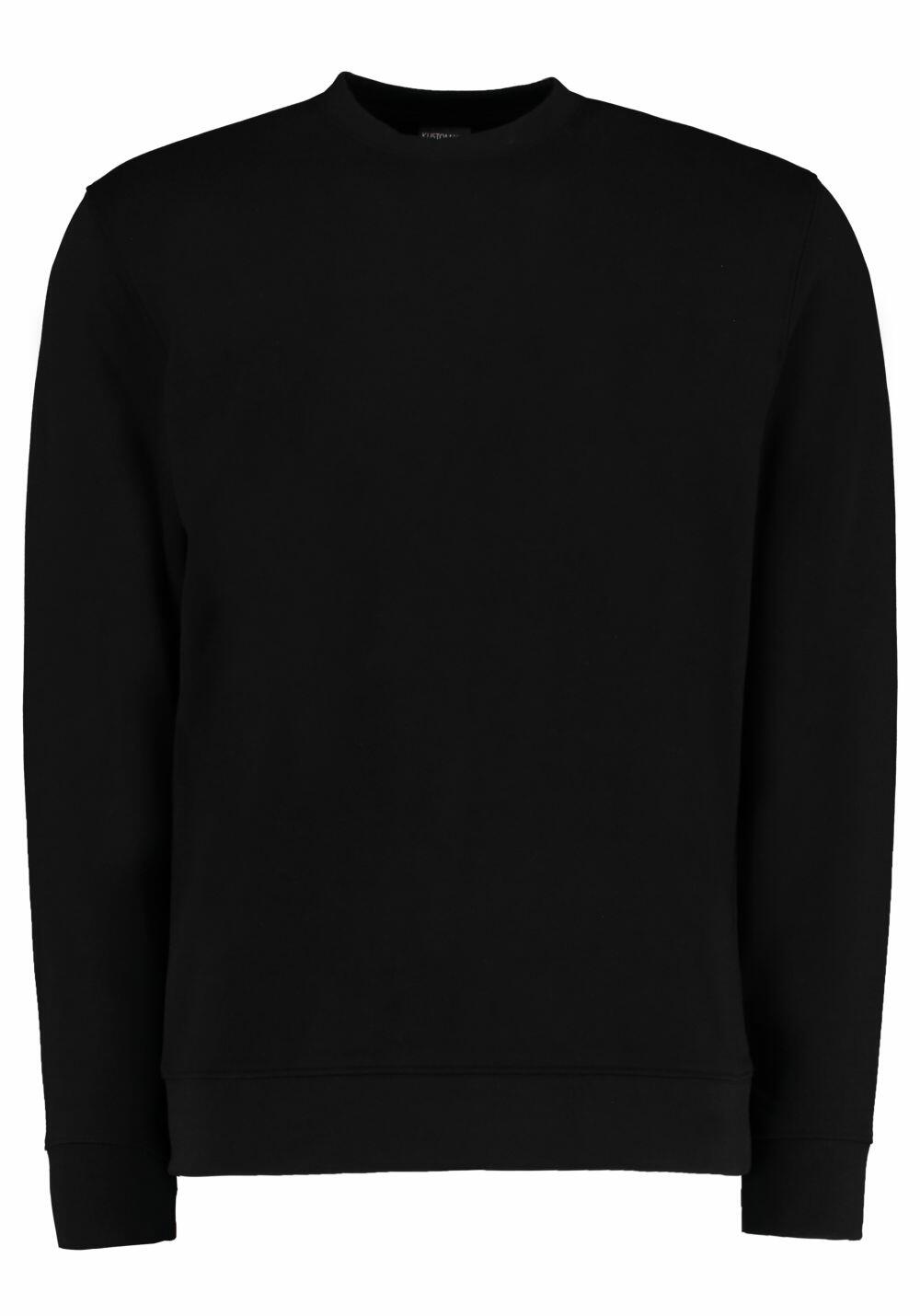 A plain black Kustom Kit KK302 crew neck sweatshirt with long sleeves.