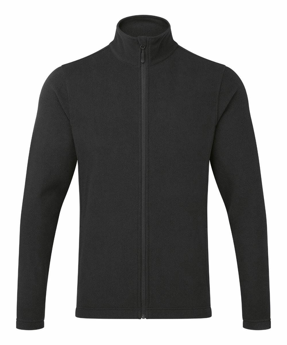 Premier PR830 black zip-up fleece jacket featuring a high collar and long sleeves.