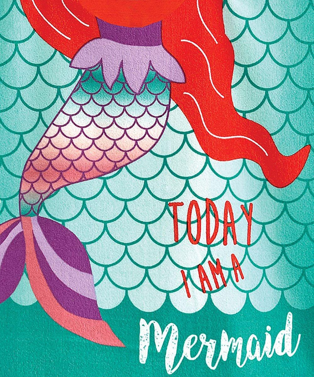 The HL008 by Home & Living features a vibrant illustration of a mermaid with colorful scales and flowing hair. The playful fonts display the phrase "Today I am a Mermaid.
