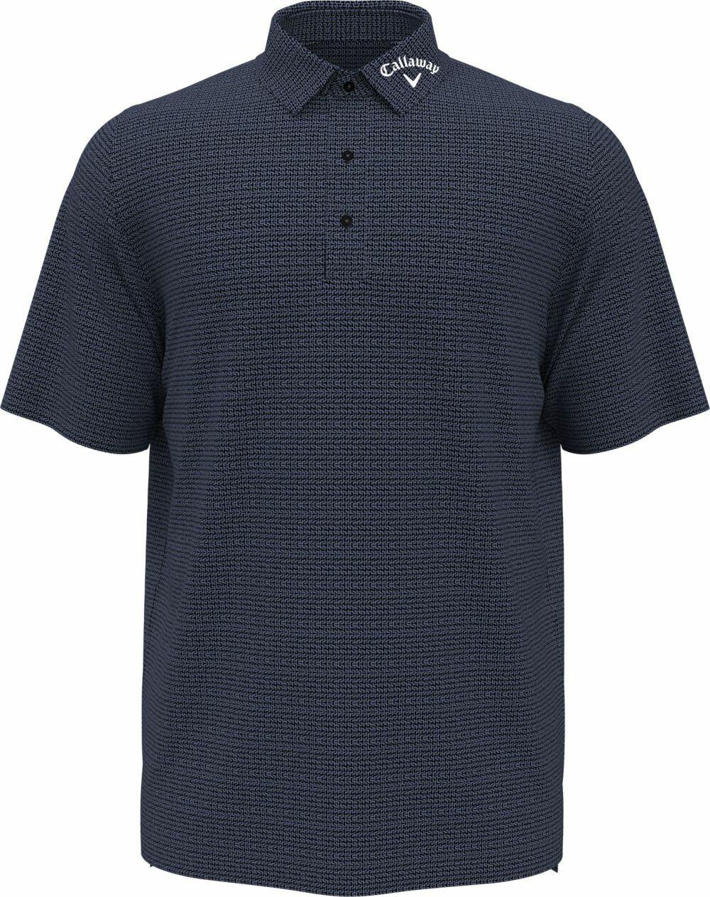 A Callaway CW033 polo shirt in black, showcasing a subtle textured pattern and a buttoned collar.