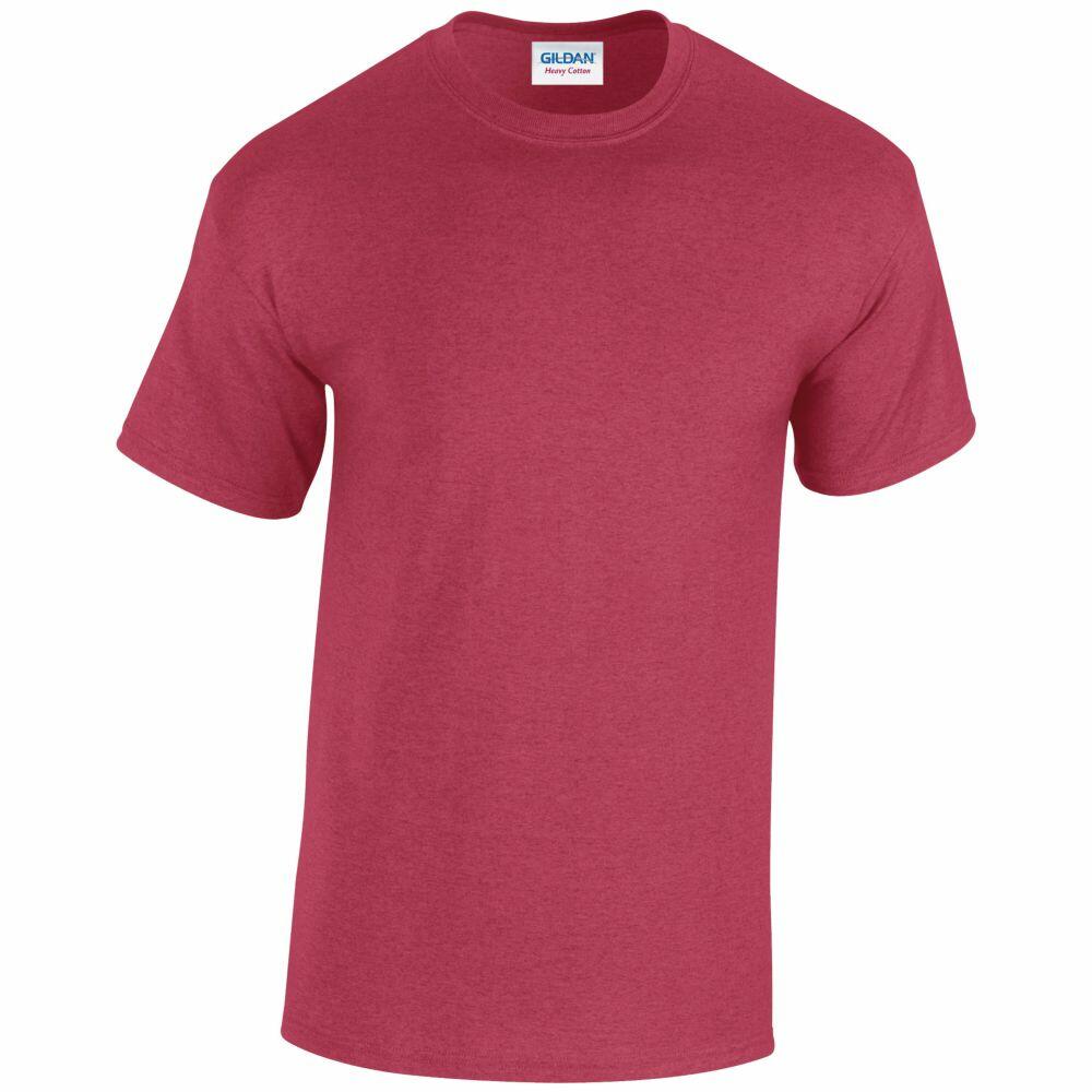 A plain red GD005 t-shirt by Gildan with a crew neck.