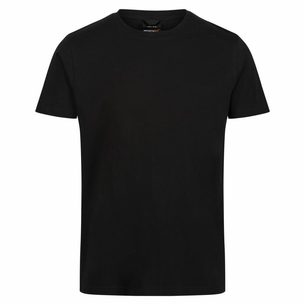 Regatta Professional's RG618 short-sleeve T-shirt in plain black showcased against a white background.