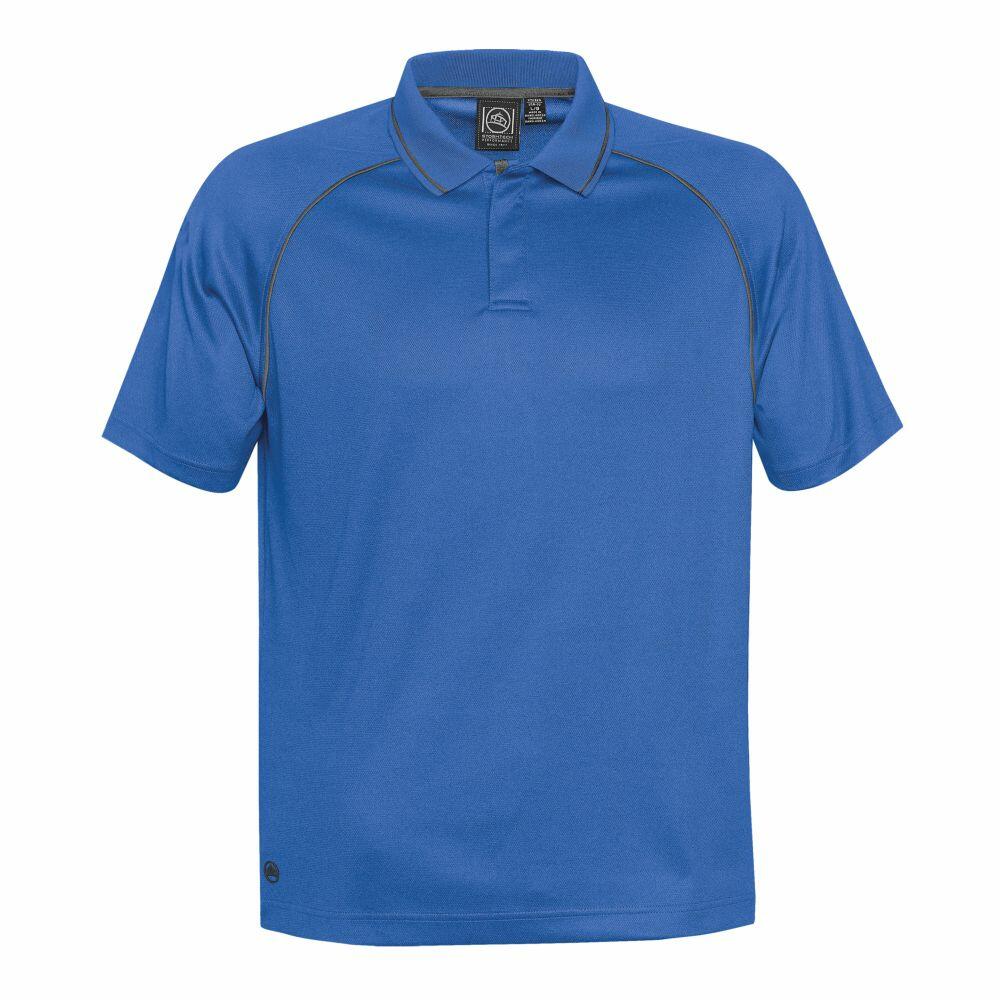 A plain blue short-sleeve polo shirt featuring a collar and buttoned placket from the Stormtech ST173 collection.