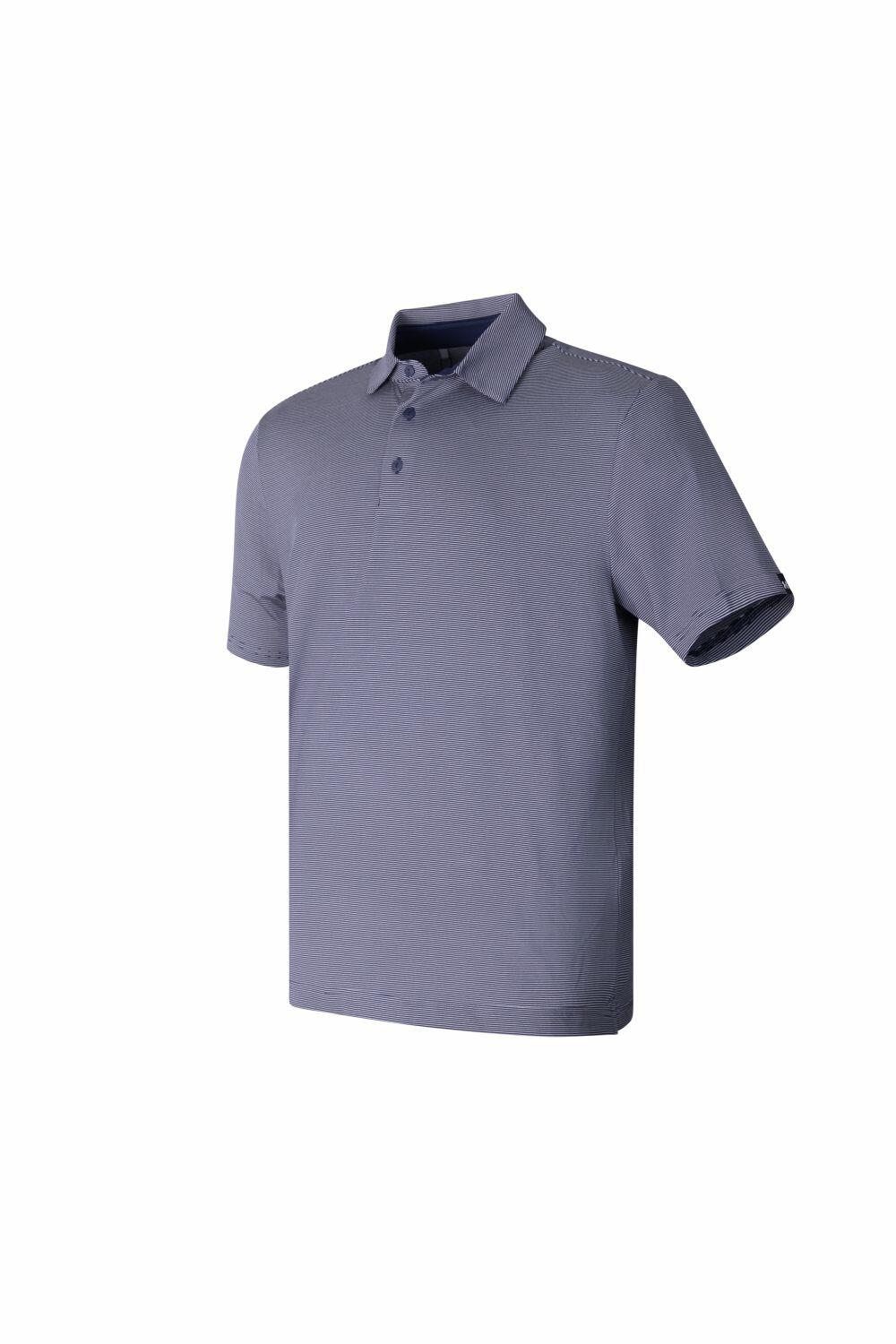 UG002 by Under Armour Golf is a short-sleeve gray polo shirt featuring a collar and button placket, showcased against a plain white background.