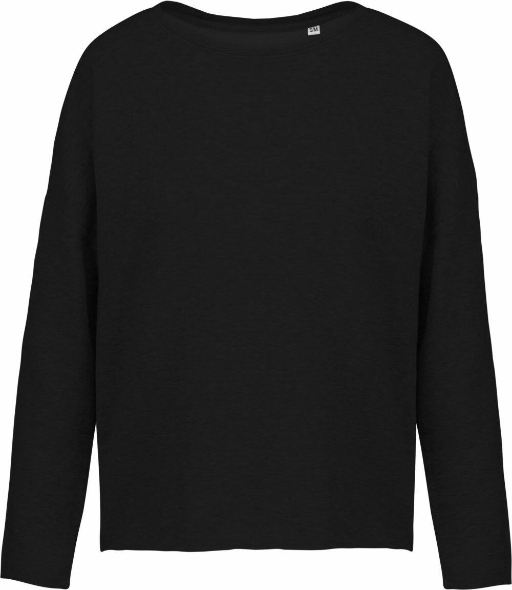 Kariban KB471 long-sleeve shirt in black set against a white background.
