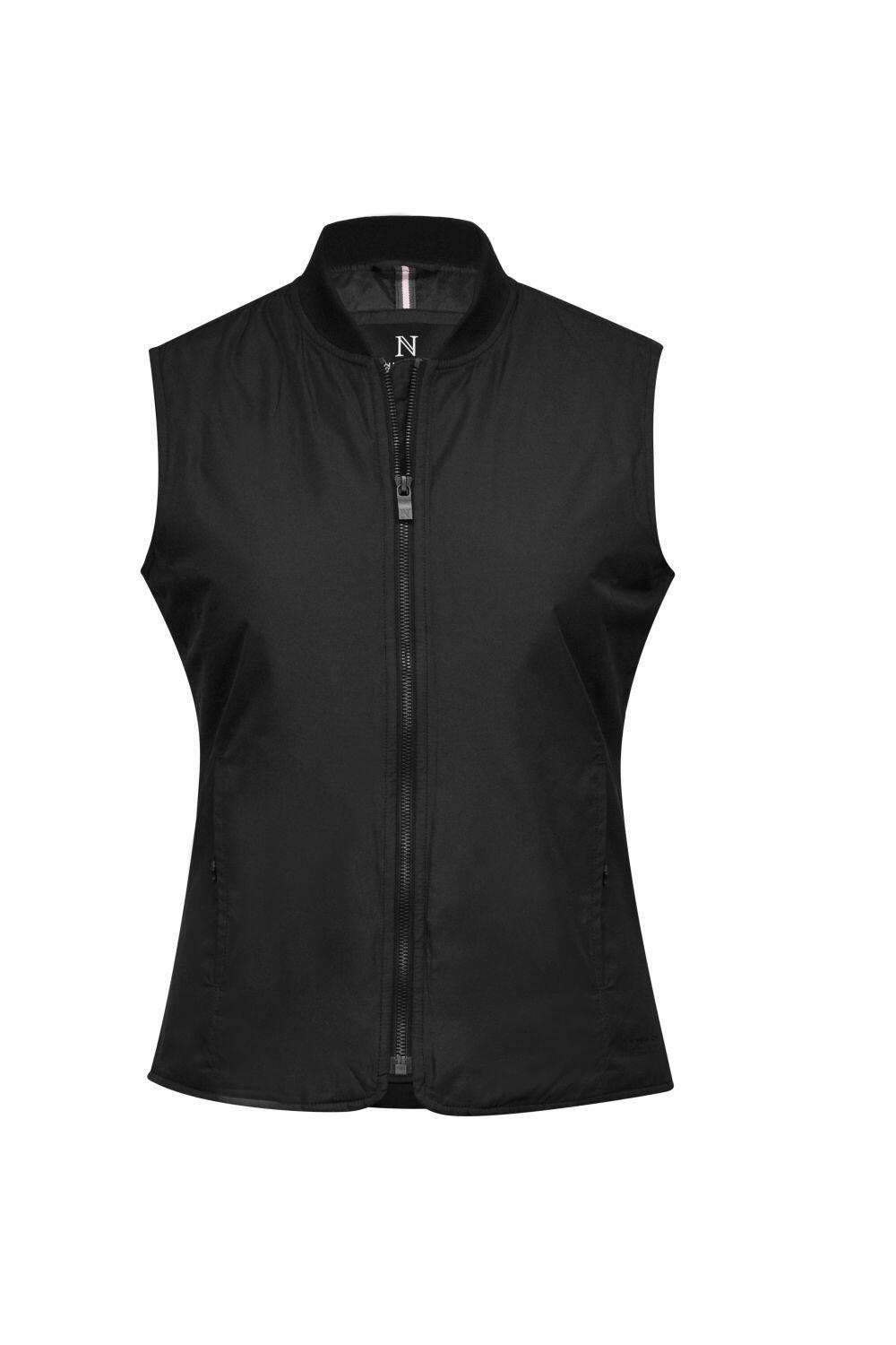 A Nimbus N115F black sleeveless vest with a front zipper, displayed against a white background.