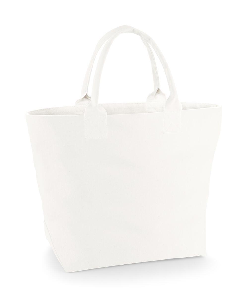 A plain white canvas tote bag with two handles, identified as the QD026 by Quadra, positioned upright against a white background.