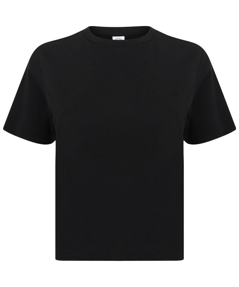 A Skinnifit SK237 plain black short-sleeve T-shirt displayed against a white background.
