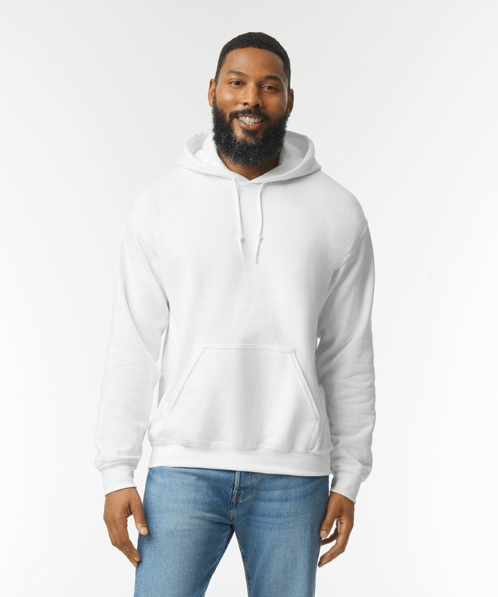 A man with a beard is wearing a Gildan GD057 and blue jeans, standing against a plain white background. He is smiling and has his hands relaxed by his sides.