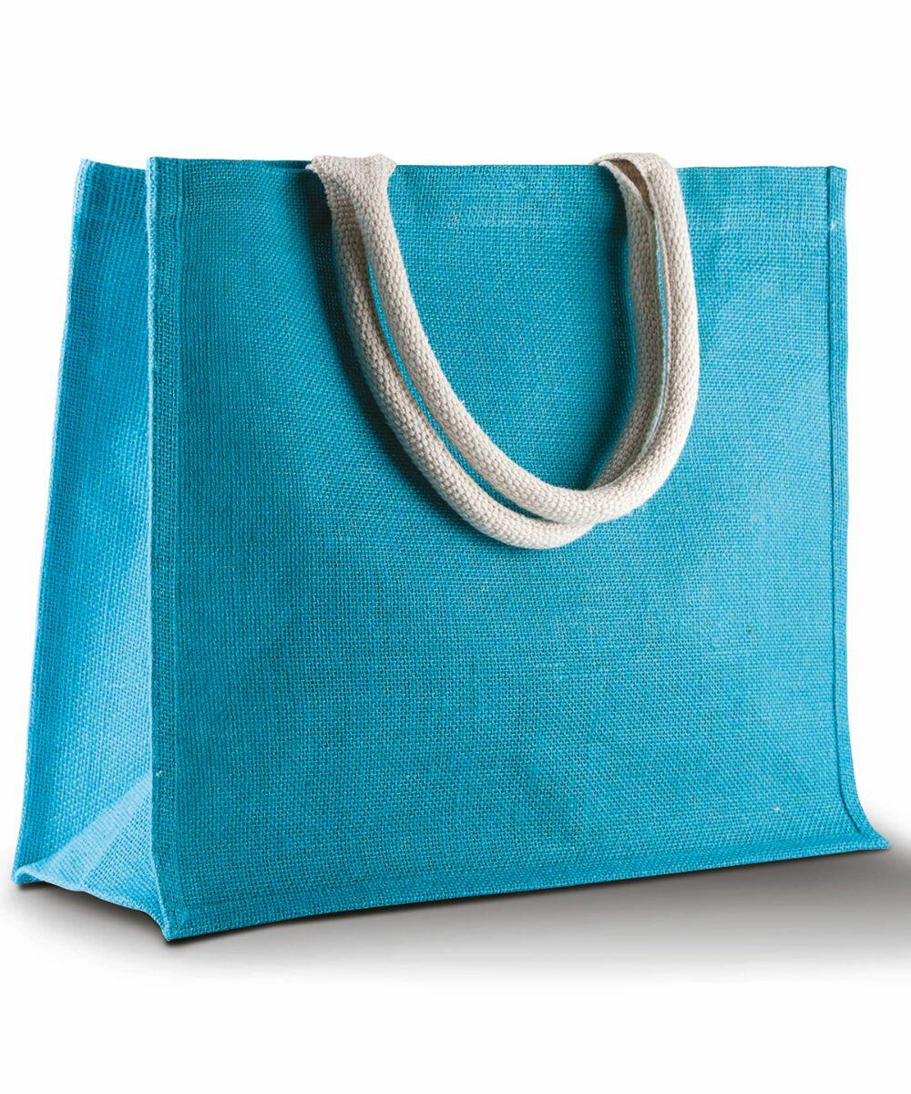 A blue reusable shopping bag with white cloth handles, standing on a white background. Product Name: KI011 Brand Name: KiMood