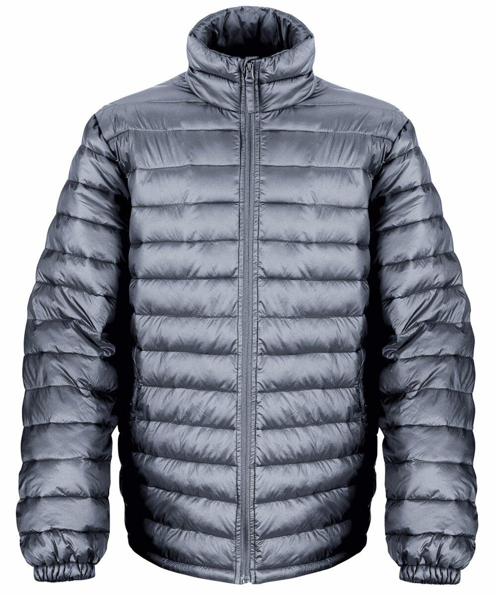 A gray, puffer jacket with a high neck and front zipper closure. The Result R192M appears to be insulated for warmth.