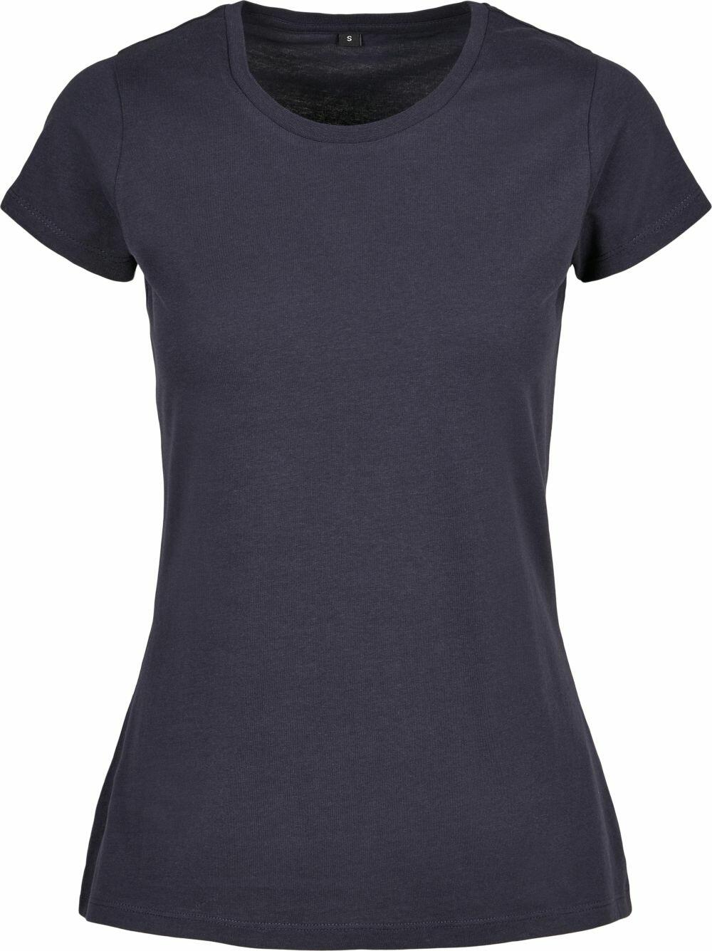 The BB012 by Build Your Brand Basic is a plain, dark gray short-sleeve t-shirt set against a white background. It boasts a round neckline and a fitted cut, free from any logos or designs.