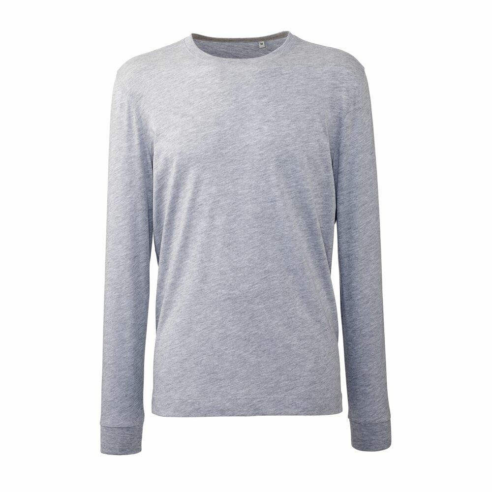 An Anthem AM011 long-sleeve T-shirt in gray, displayed against a white background.