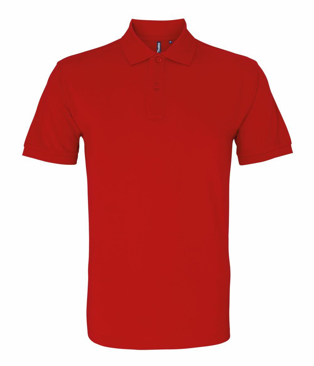 The AQ010 by Asquith & Fox is a plain red polo shirt featuring short sleeves and a classic collar, complete with a three-button placket. It is crafted from soft, breathable fabric.
