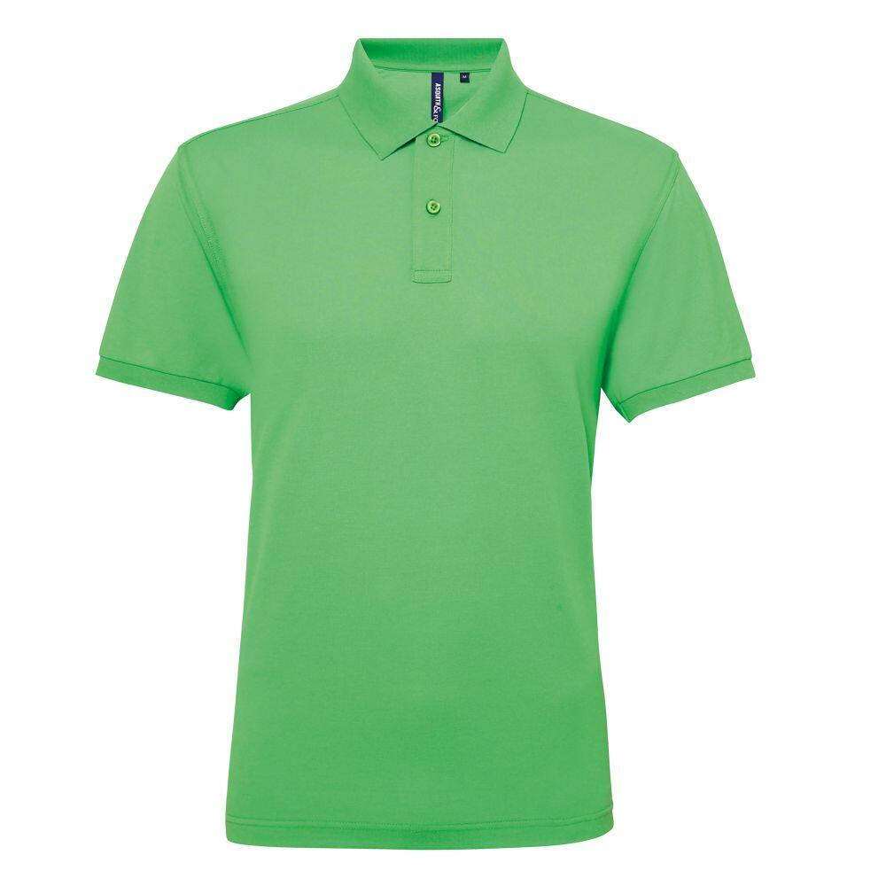 Asquith & Fox AQ015 green short-sleeve polo shirt with a collar, showcased against a white background.